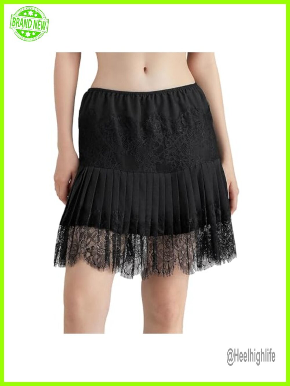 Sawden Lace Mini Skirt Pleated Ruffle Layered Half Slip Flowy